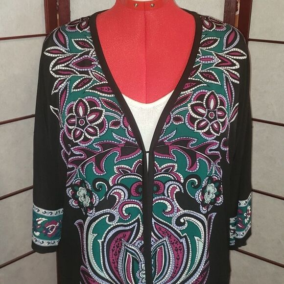 East 5th Open-faced Bold Emerald Floral  Cardigan - Picture 2 of 9